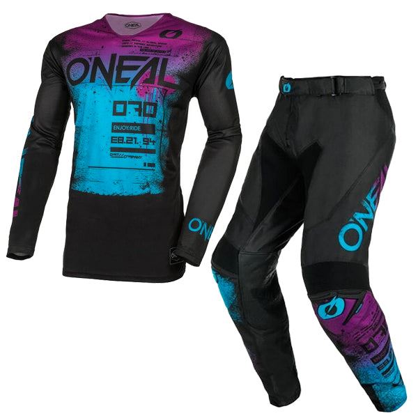 O'Neal 2024 Motocross Combo Kit Mayhem Scarz Black Blue Purple